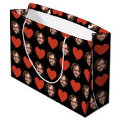 Valentines Day Funny Custom Face Photo Love Heart Große Geschenktüte (Rückseite Schrägansicht)