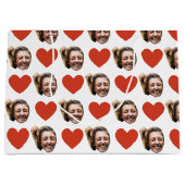 Valentines Day Funny Custom Face Photo Love Heart  Große Geschenktüte (Vorderseite)