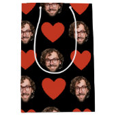 Valentines Day Funny Custom Face Photo Love Heart Mittlere Geschenktüte (Vorderseite)
