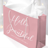 Valentine's Day Gift Bag Elegant Script Pink White Große Geschenktüte