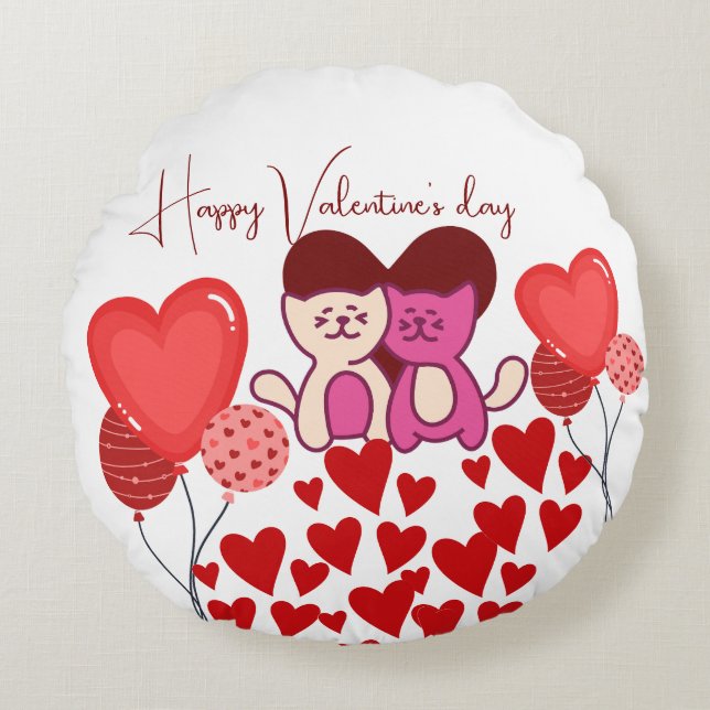 Valentine's Day Gift Rundes Kissen (Vorderseite)