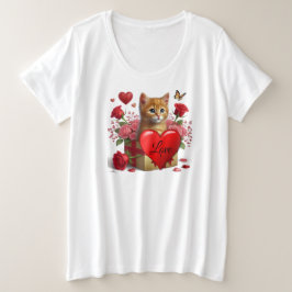 Valentine's Day Ginger Cat Cat Lovers Große Größe T-Shirt