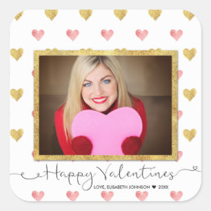 Valentine's Day Glitzer Heart Script Foto Sticker