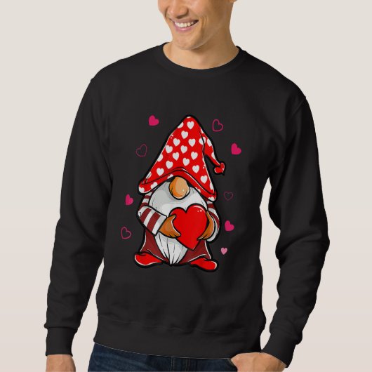 Valentines Day Gnome Love Holding Red Heart Sweatshirt (Vorderseite)