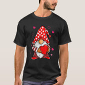 Valentines Day Gnome Love Holding Red Heart T-Shirt (Vorderseite)
