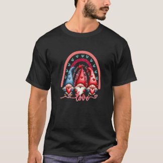 Valentine's Day Gnome Rainbow Buffalo Red Kariert T-Shirt