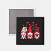 Valentines Day Gnomes Cute Red Hearts Love Gnome W Magnet (Vorderseite/Rückseite)