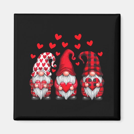 Valentines Day Gnomes Cute Red Hearts Love Gnome W Magnet (Vorne)
