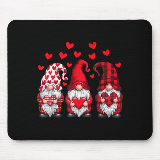 Valentines Day Gnomes Cute Red Hearts Love Gnome W Mousepad (Vorne)