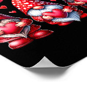 Valentines Day Gnomes Cute Red Hearts Love Gnome W Poster (Ecke)