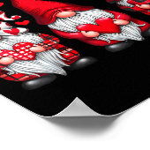 Valentines Day Gnomes Cute Red Hearts Love Gnome W Poster (Ecke)