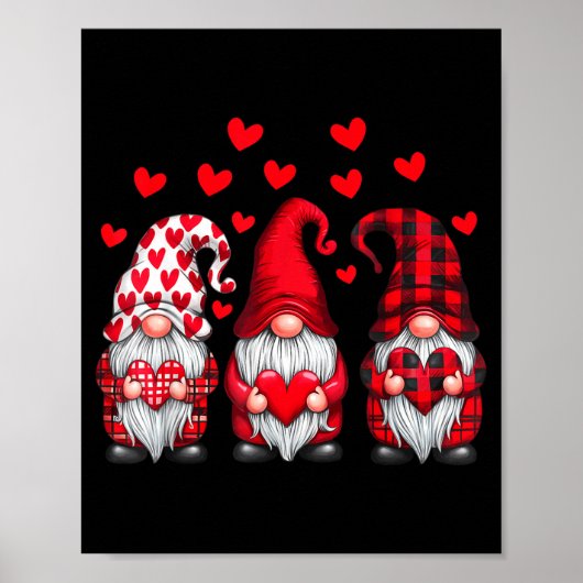 Valentines Day Gnomes Cute Red Hearts Love Gnome W Poster (Vorne)