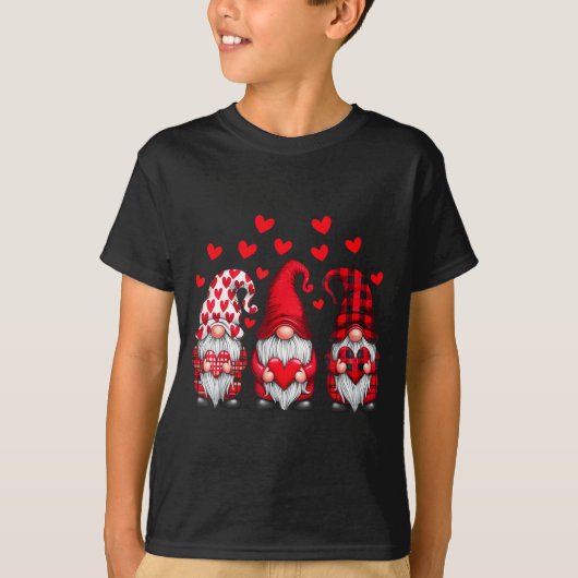 Valentines Day Gnomes Cute Red Hearts Love Gnome W T-Shirt (Vorderseite)