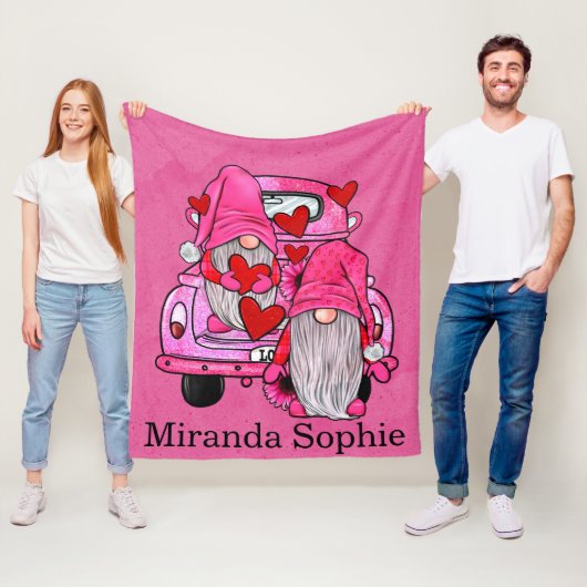 Valentine's Day Gnomes Hot Pink Custom Fleecedecke (Beispiel)
