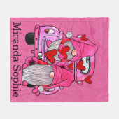 Valentine's Day Gnomes Hot Pink Custom Fleecedecke (Vorderseite (Horizontal))