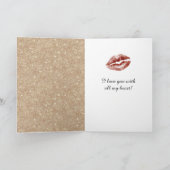 Valentine's Day Gold Glitter Red Lips Kiss Karte (Innenseite)
