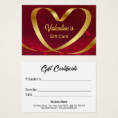Valentine's Day Gold Herz Band Red Gift Card (Vorne & Hinten)