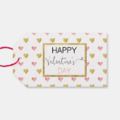 Valentine's Day Gold Pink Glitzer Herz-Geschenk Ta Geschenkanhänger (Rückseite Horizontal)