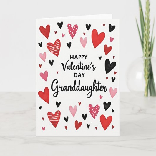 Valentines Day Granddaughter Hearts Card Karte (Vorderseite)