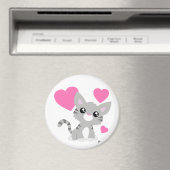 Valentine's Day Gray Kitty Button Magnet (In Situ (Geschirrspüler))