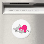 Valentine's Day Gray Kitty Button Magnet (In Situ (Geschirrspüler))