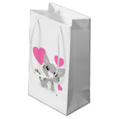 Valentine's Day Gray Kitty Geschenktasche Kleine Geschenktüte (Rückseite Schrägansicht)
