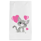 Valentine's Day Gray Kitty Geschenktasche Kleine Geschenktüte (Vorderseite)