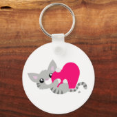 Valentine's Day Gray Kitty Schlüsselanhänger (Vorderseite)