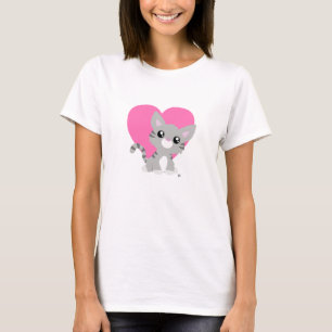 Valentine's Day Gray Kitty White Shirt