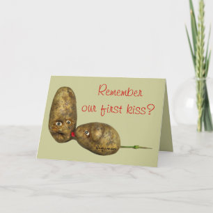 Valentines Day Greeting Card Cute Kissing Potatoes Feiertagskarte