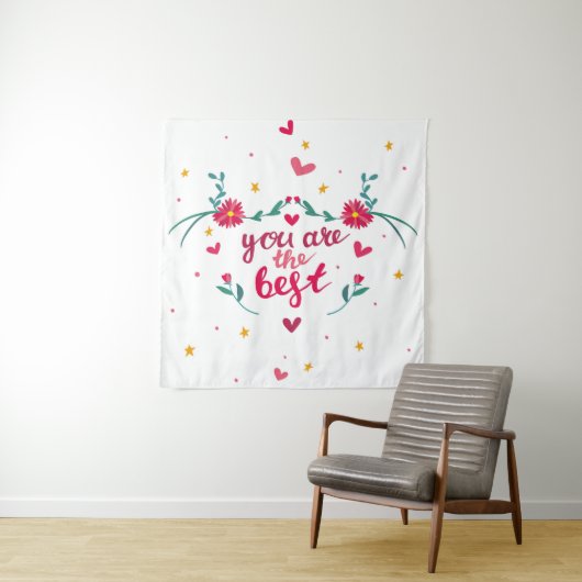 Valentine's day greeting card with hearts,  flower wandteppich (Beispiel)