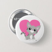 Valentine's Day Grey Kitty Button (Vorne & Hinten)