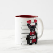 Valentine's Day Guilty Liebe Hund Funny Mugshot Zweifarbige Tasse (VorderseiteRechts)