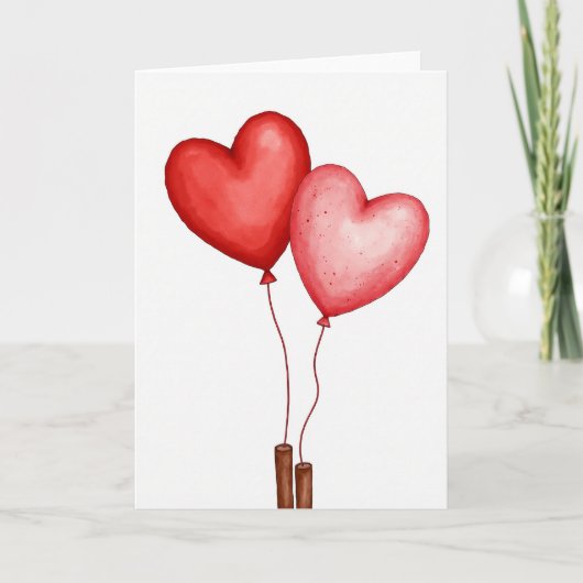Valentines Day Heart Balloons Card Karte (Vorderseite)