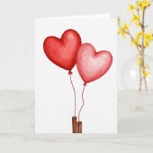 Valentines Day Heart Balloons Card Karte (Gelbe Blume)