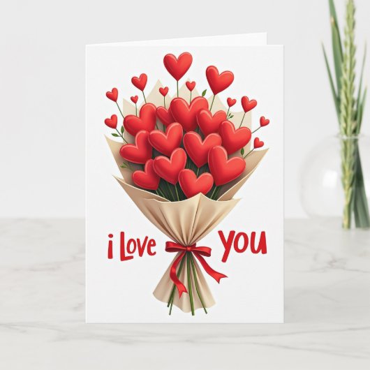Valentines Day Heart Bouquet Card Karte (Vorderseite)