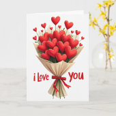 Valentines Day Heart Bouquet Card Karte (Gelbe Blume)