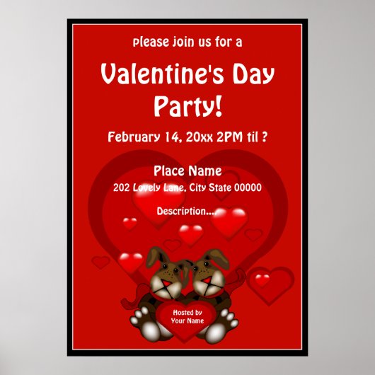 Valentine's Day Heart Bunnies Party Poster (Vorne)