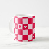 Valentine's Day Heart Checkered Mom Mug Kaffeetasse (Vorderseite Links)