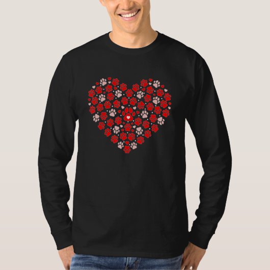 Valentine's Day Heart Dog Paw Funny Dog Mom Dad Pu T-Shirt (Vorderseite)