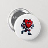 Valentines Day Heart Football Player Team Srts  Button (Vorne & Hinten)