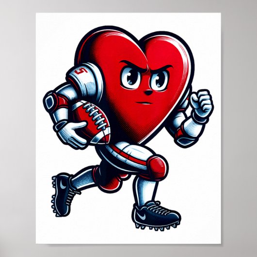 Valentines Day Heart Football Player Team Srts  Poster (Vorne)