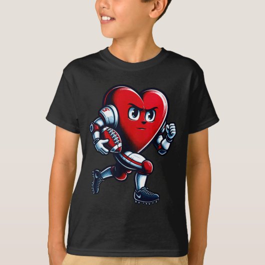 Valentines Day Heart Football Player Team Srts T-Shirt (Vorderseite)