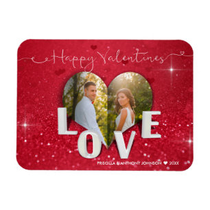 Valentine's Day Heart Foto Glitzer - Foto Magnet