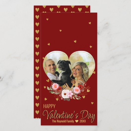 Valentine's Day Heart Foto Gold Glitzer Heart Red (Vorne/Hinten)