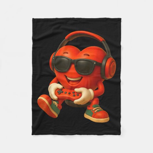 Valentines Day Heart Gamer Video Gaming Boys Men K Fleecedecke (Vorderseite)