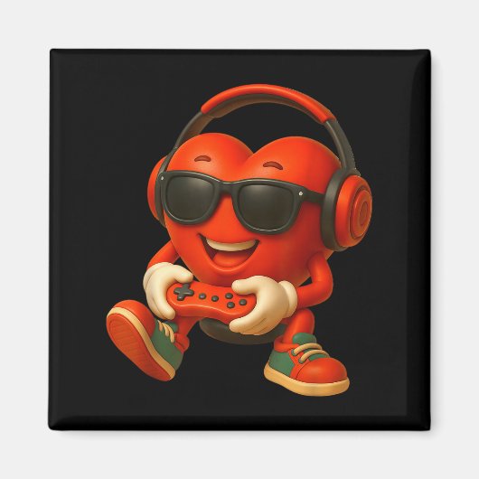 Valentines Day Heart Gamer Video Gaming Boys Men K Magnet (Vorne)