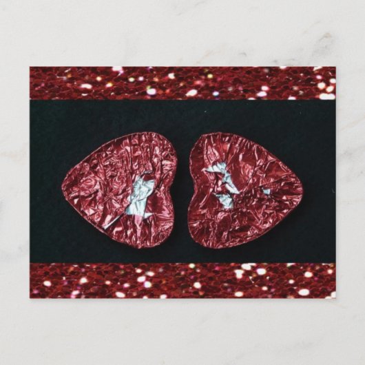 Valentine's Day Heart Glitzer Postkarte (Vorderseite)