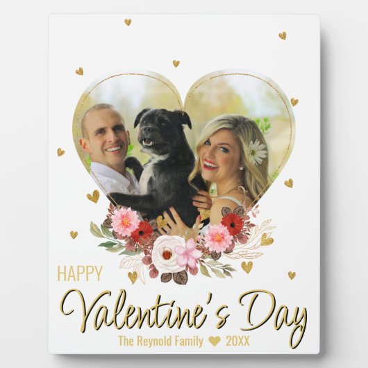 Valentine's Day Heart Gold Foto Glitzer Herz Fotoplatte (Vorderseite)