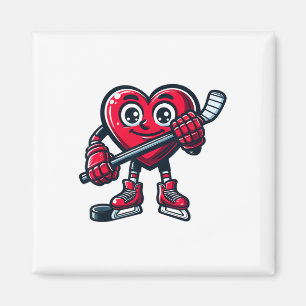 Valentine's Day Heart Ice Hockey Player Sport Magnet